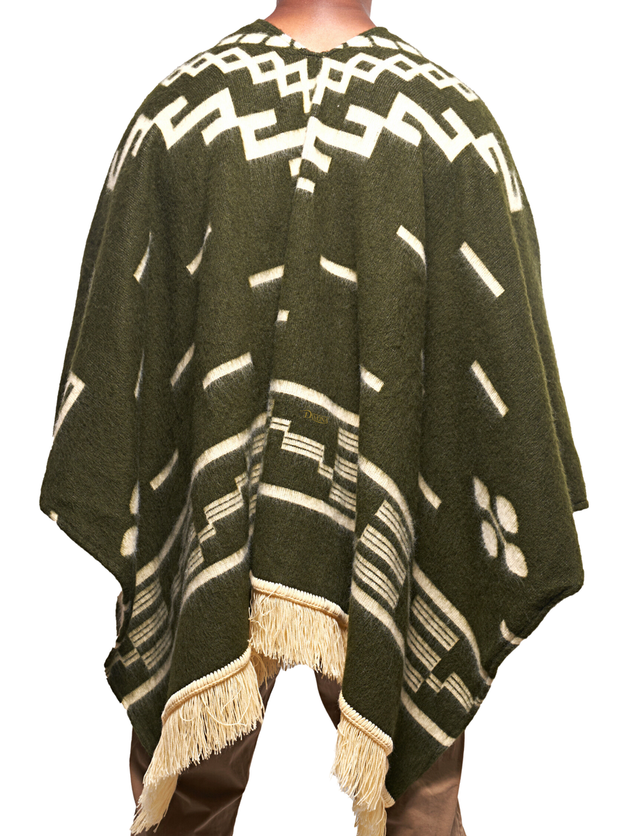 Iconic Western Film Inspired Alpaca Wool Poncho - Olive Green Iconic Western Film Inspired Alpaca Wool Poncho - Olive Green