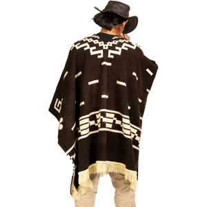 Iconic Western Film Inspired Alpaca Wool Poncho: DARK BROWN