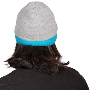 REVERSIBLE Alpaca Wool Brushed Beanie. Blue/Gray