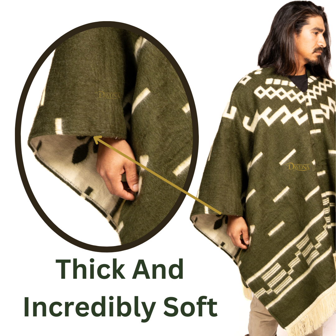 Clint Eastwood Replica, Alpaca Wool Poncho: Western Style and Unique and Made in Ecuador - Brown