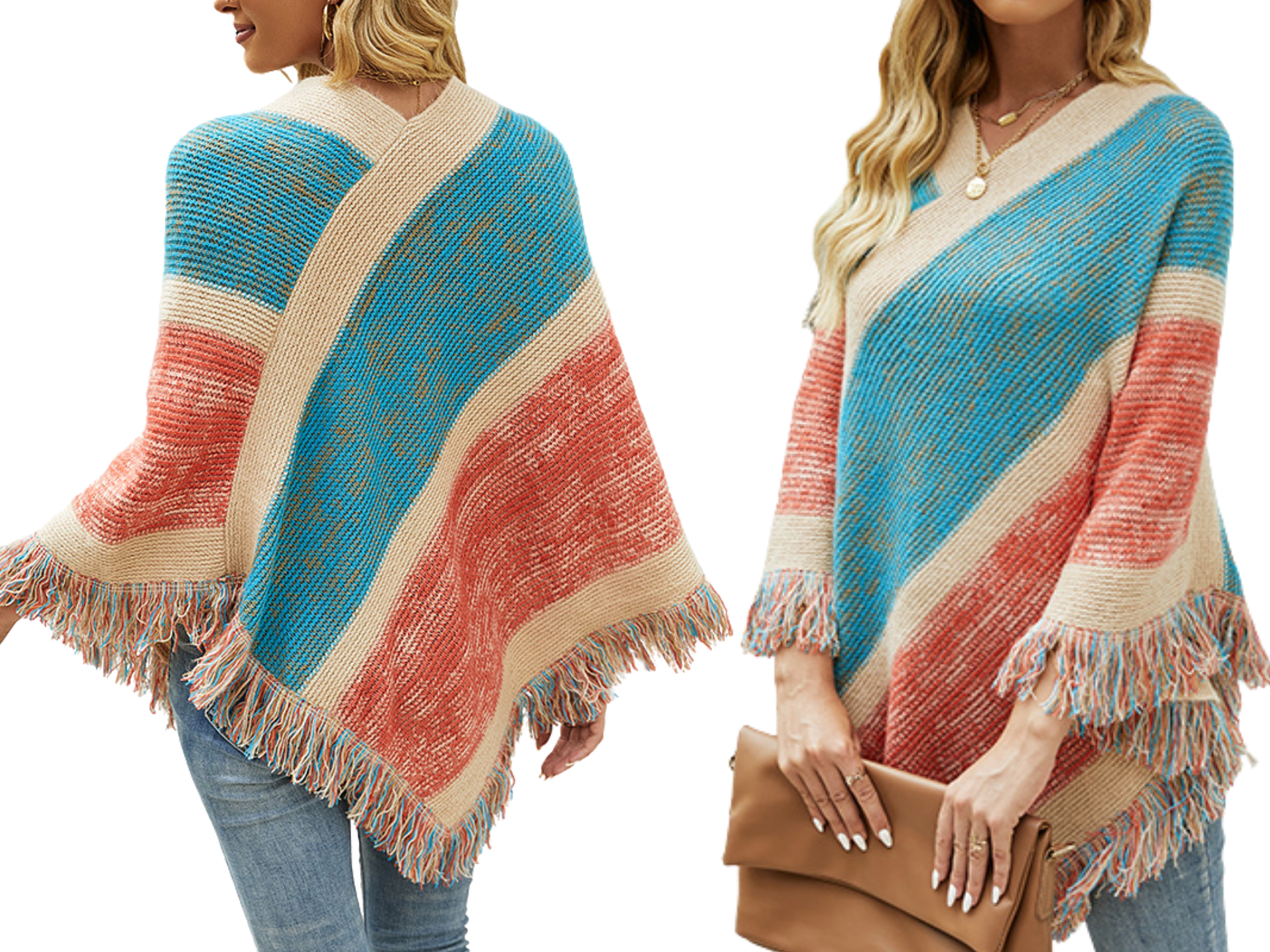 Gorgeous Bohemian tassel knitted Poncho