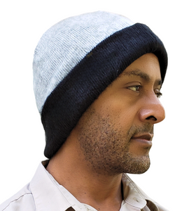 REVERSIBLE Alpaca Wool Brushed Beanie. Black/Gray