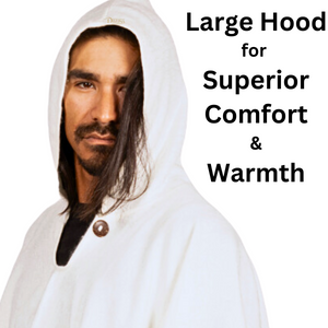 Alpaca Wool Poncho Hooded - Lightweight, handmade in Ecuador - White