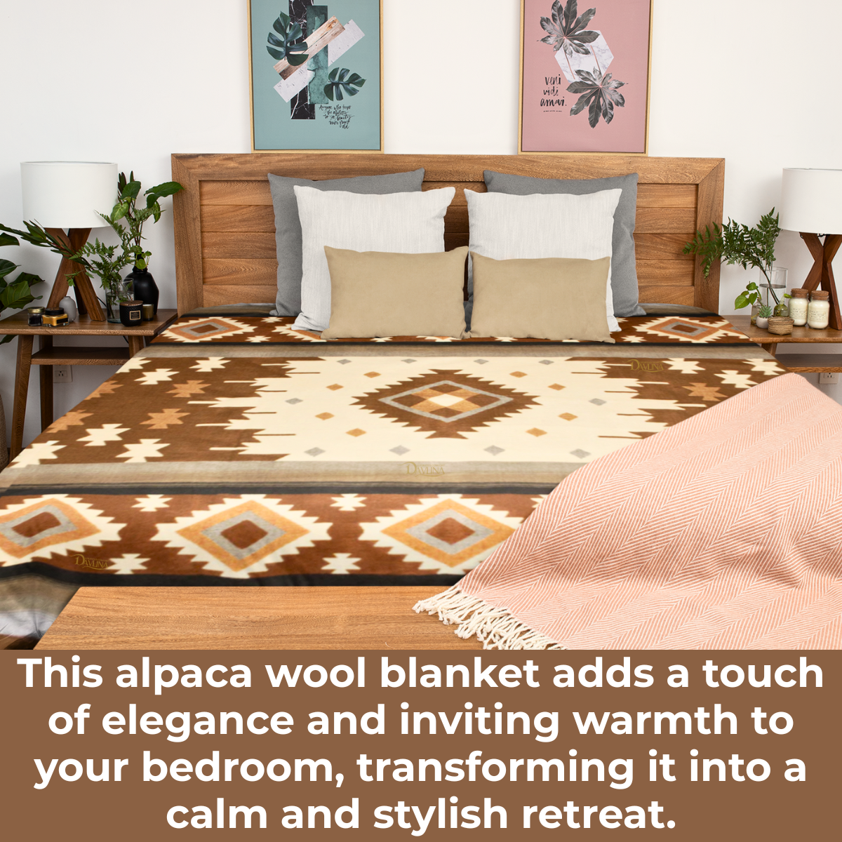 Alpaca Wool Blanket | REVERSIBLE 2 in 1 | 95" x 79" | Thick, Ultra Soft, Breathable and Hypoallergenic | Non-Itchy or Scratchy | Made in Ecuador