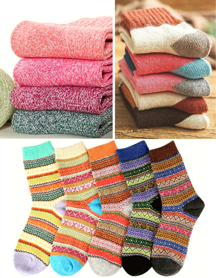 5 PAIRS of Cashmere Wool Blend Vintage and Bohemian Socks