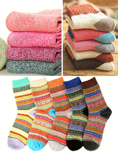 5 PAIRS of Cashmere Wool Blend Vintage and Bohemian Socks