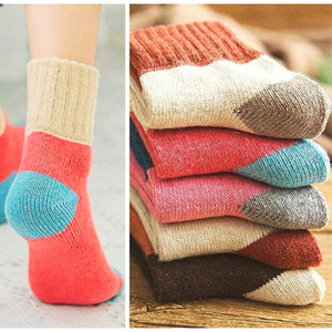 5 PAIRS of Wool Blend Vintage Style, Thick, Warm and Cozy Crew Socks