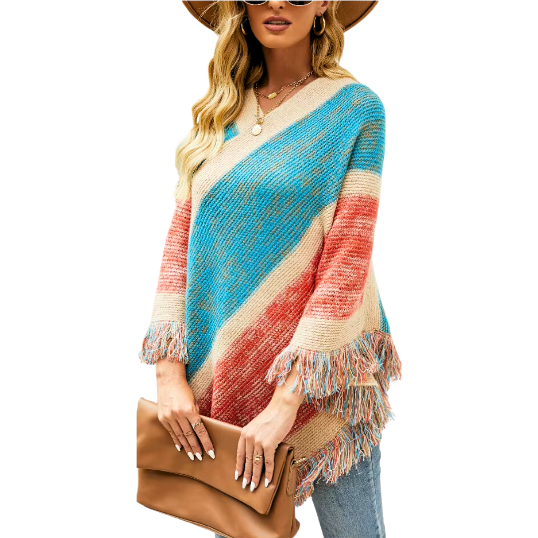 Gorgeous Bohemian tassel knitted Poncho