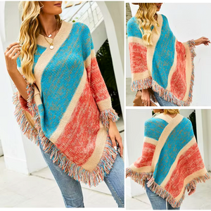 Gorgeous Bohemian tassel knitted Poncho