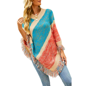 Gorgeous Bohemian tassel knitted Poncho