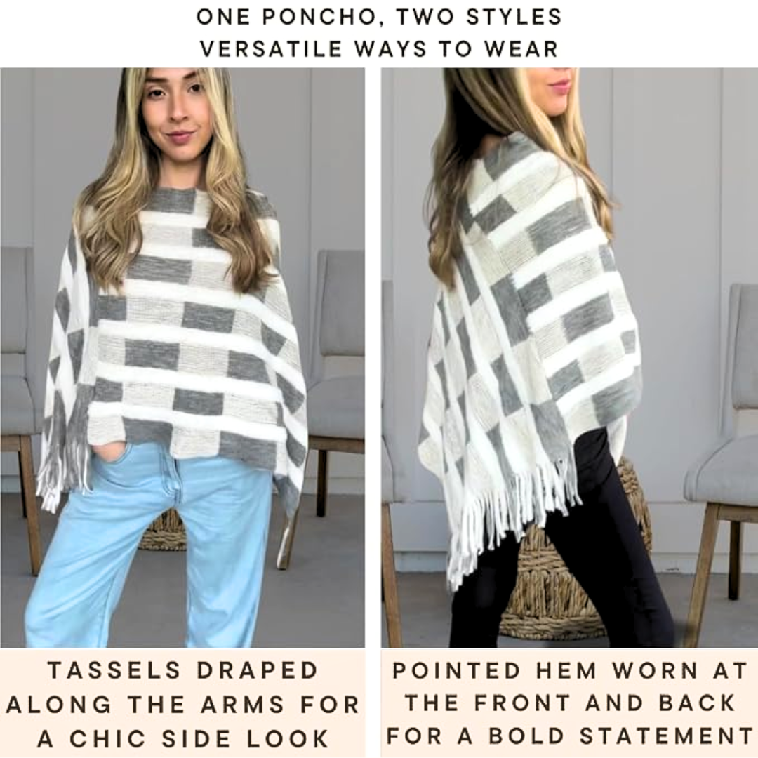 Chic Cardigan Poncho; Cotton Blend Lightweight Poncho for her