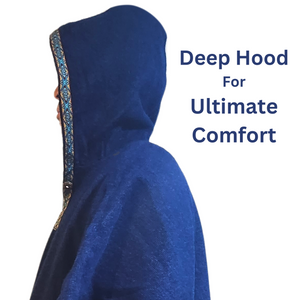 ALPACA Wool Poncho: Navy Blue - Thick and Hooded , Unique and Handmade in Ecuador.