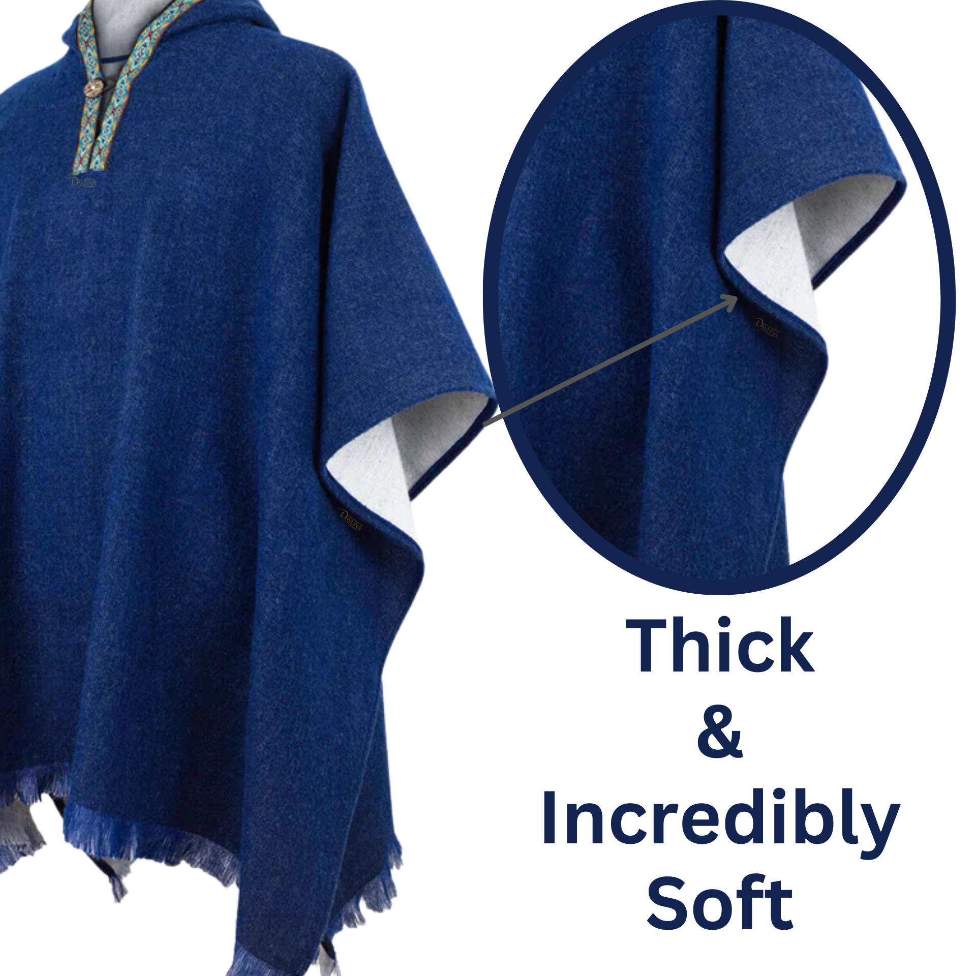 ALPACA Wool Poncho: Solid Colors - Thick and Hooded , Unique and made in Ecuador.