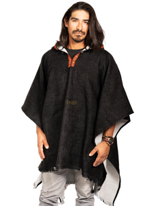 ALPACA Wool Poncho: Solid Colors - Thick and Hooded , Unique and made in Ecuador.