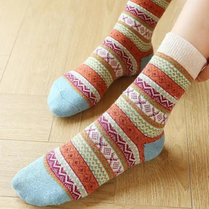 5 PAIRS of Cashmere Wool Blend Vintage and Bohemian Socks