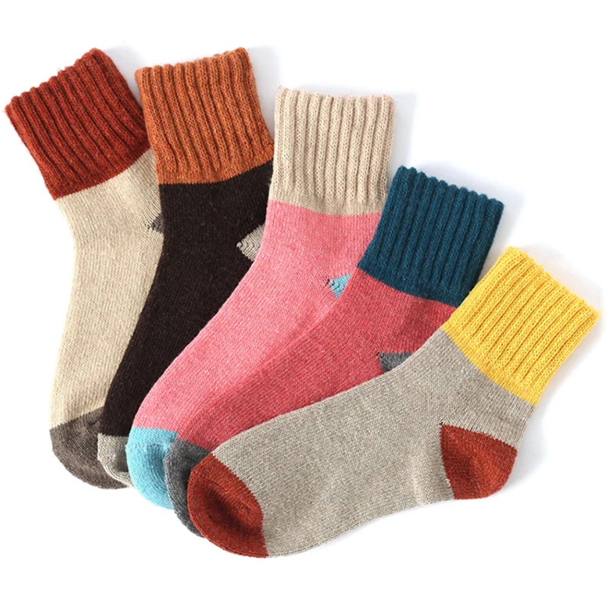 5 PAIRS of Cashmere Wool Blend Vintage and Bohemian Socks