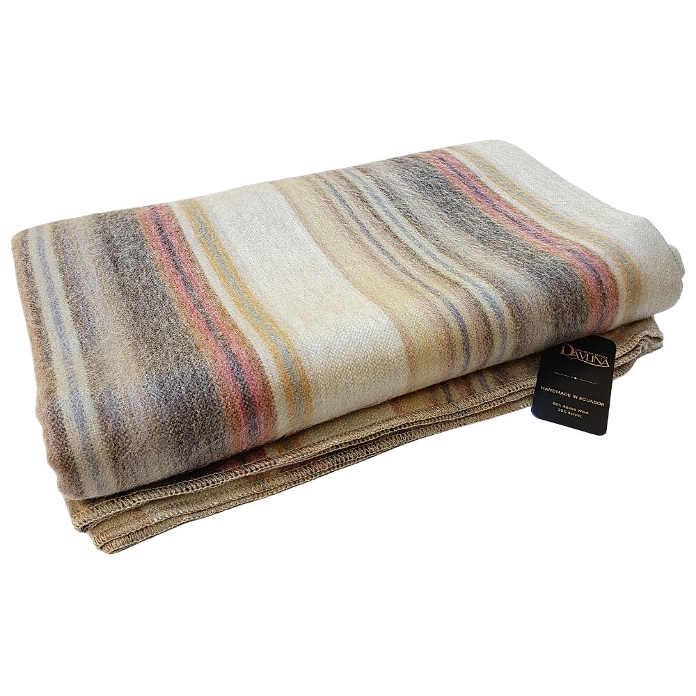 Alpaca Wool Throw Blanket 95"x67". Light Weight, Soft and Warm, Queen Size - davlina