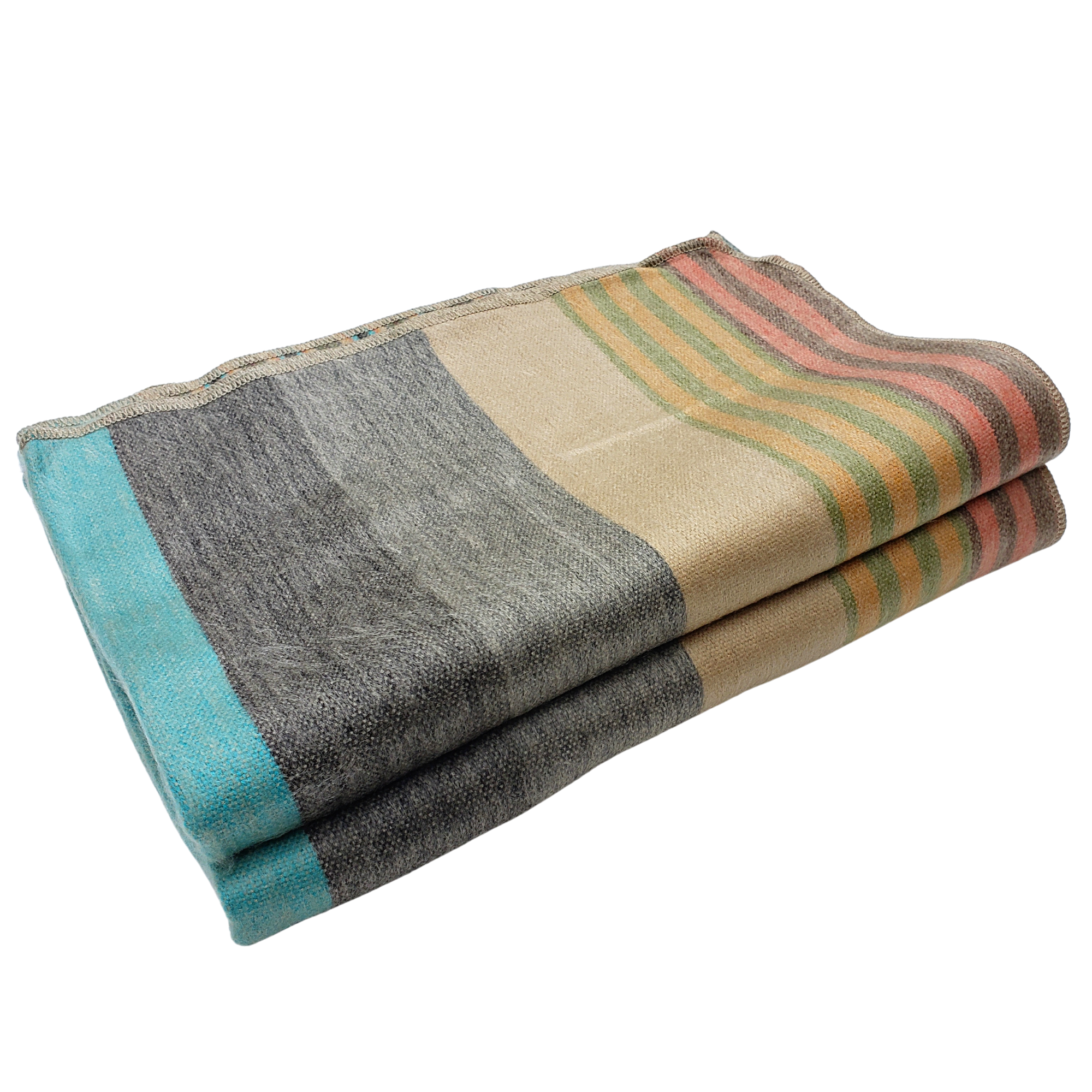 Soft Alpaca Wool Throw Blanket Dark Gray and Tan Plaid